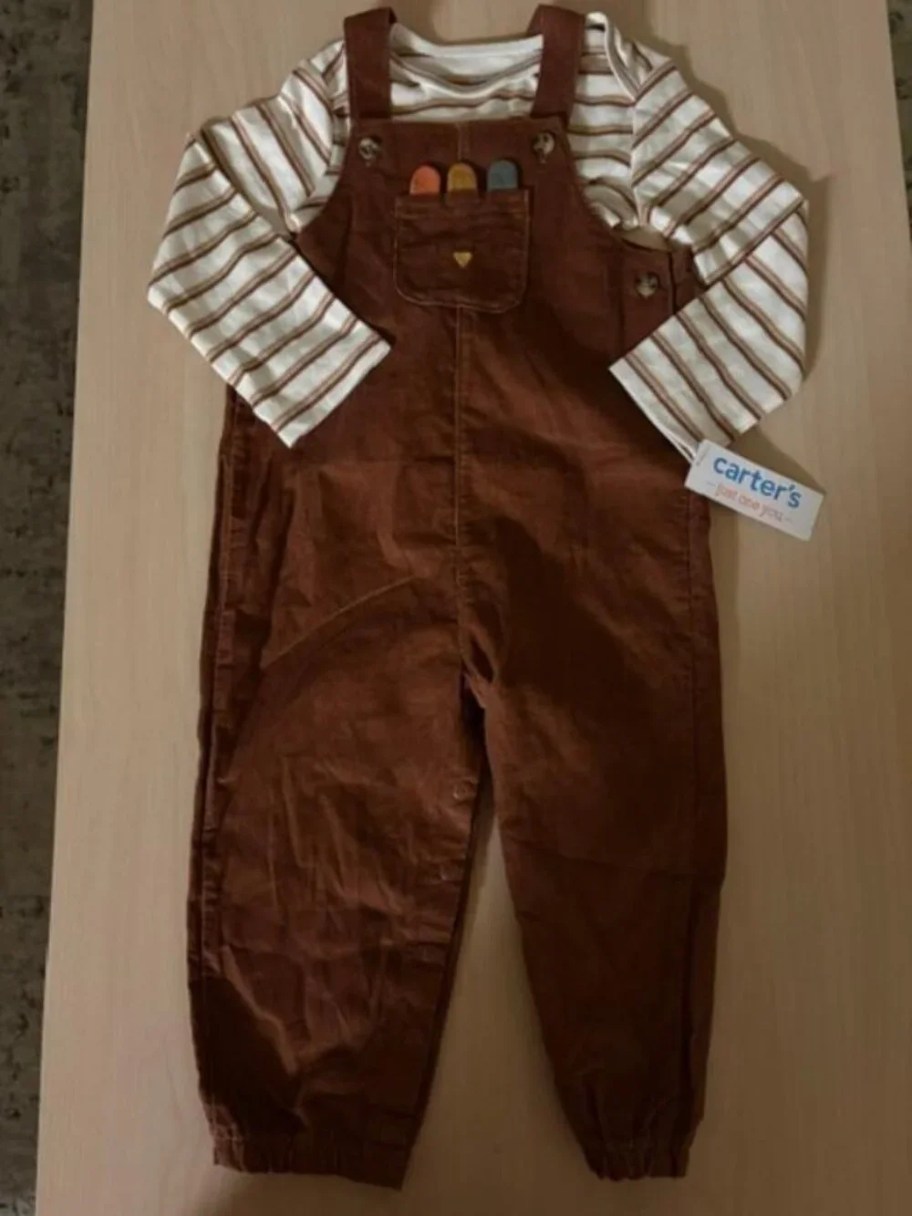 Boys Carters Baby 2 Piece Thanksgiving Turkey Overalls Set Size 24 Months NWT